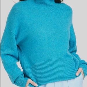 a new day Women's Vibrant Blue mock Turtleneck Pull-over Sweater - S